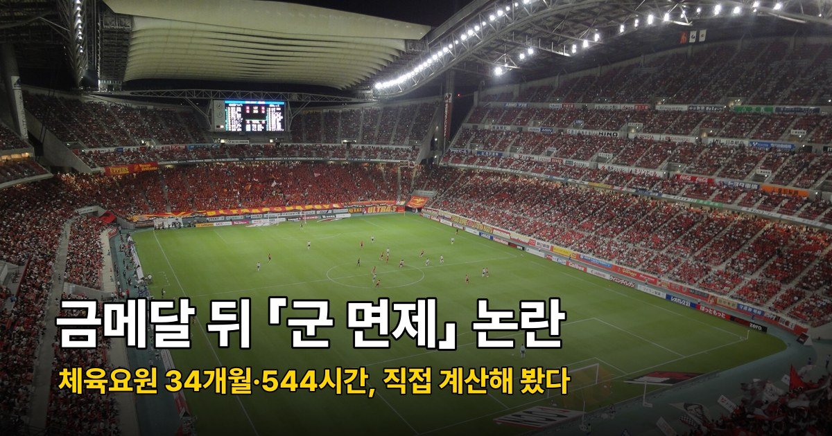 축구 금메달 20명 병역특례, 544시간을 날로 바꾸니 68일